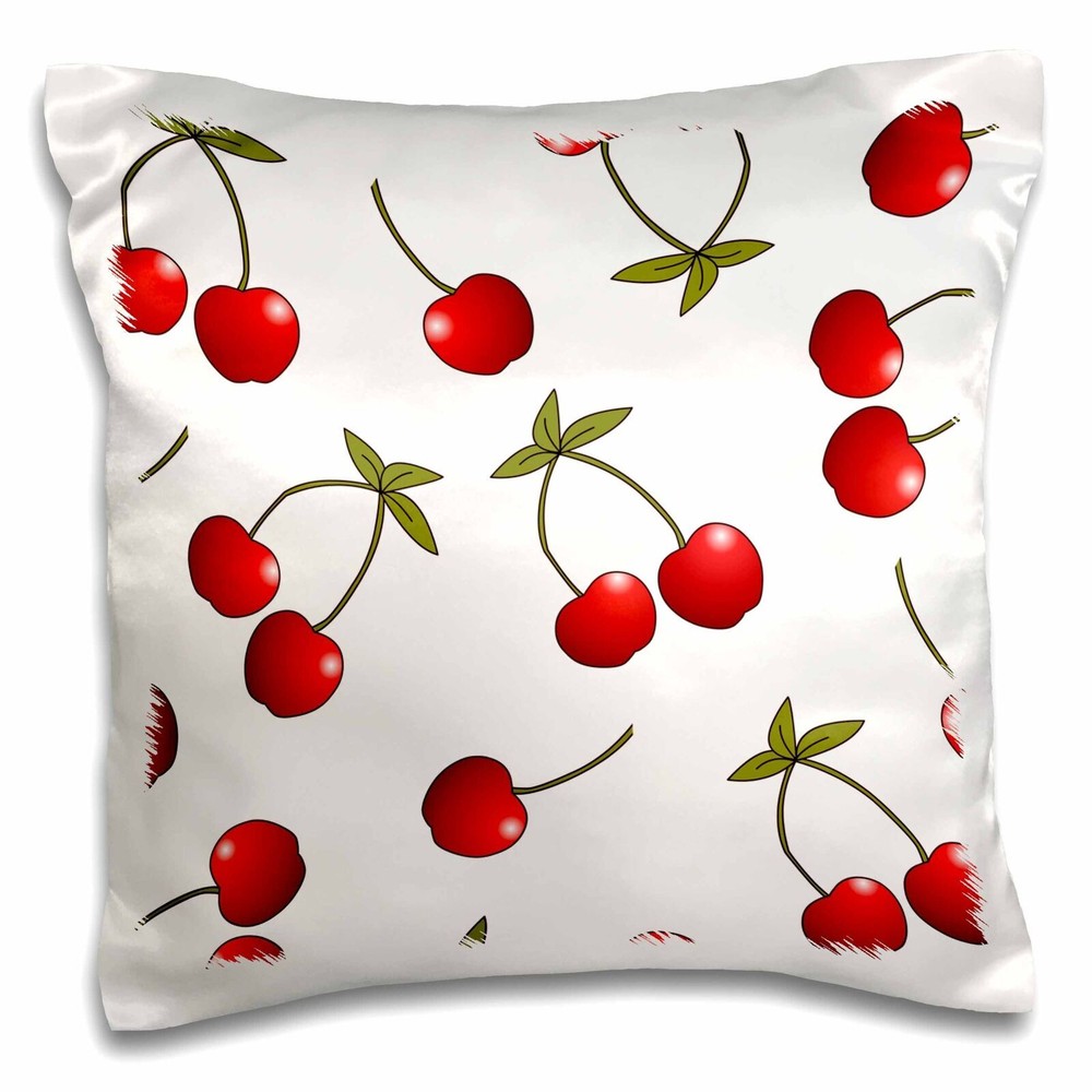 3D Rose Juicy Red Cherries on White 16x16 Inch Pillow Case