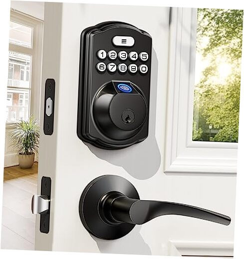 Smart Fingerprint Door Lock with Dual Lever Handles - Keyless Entry Security