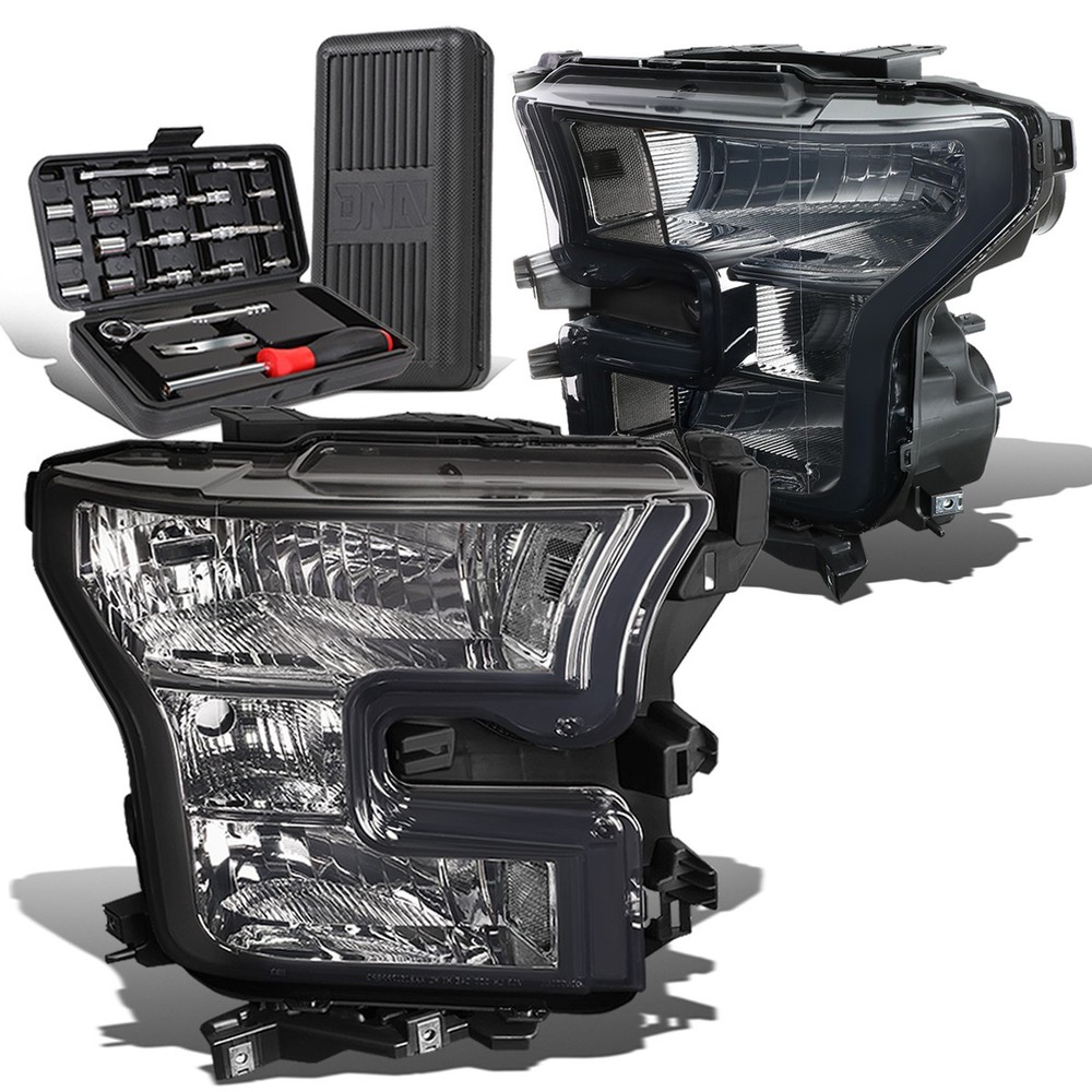 2015-2017 Ford F150 Smoked/Clear Side Headlights & Tool Box Combo