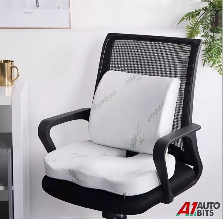 Premium Soft Anti-Bacterial Bamboo Fiber Memory Foam Lumbar Support & Pillow Set