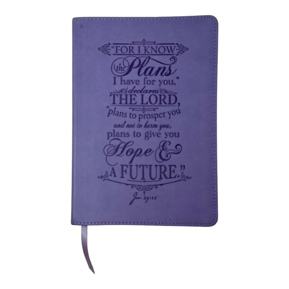 Faith-Inspired Purple Faux Leather Journal with Ribbon Mark Jer 29 11
