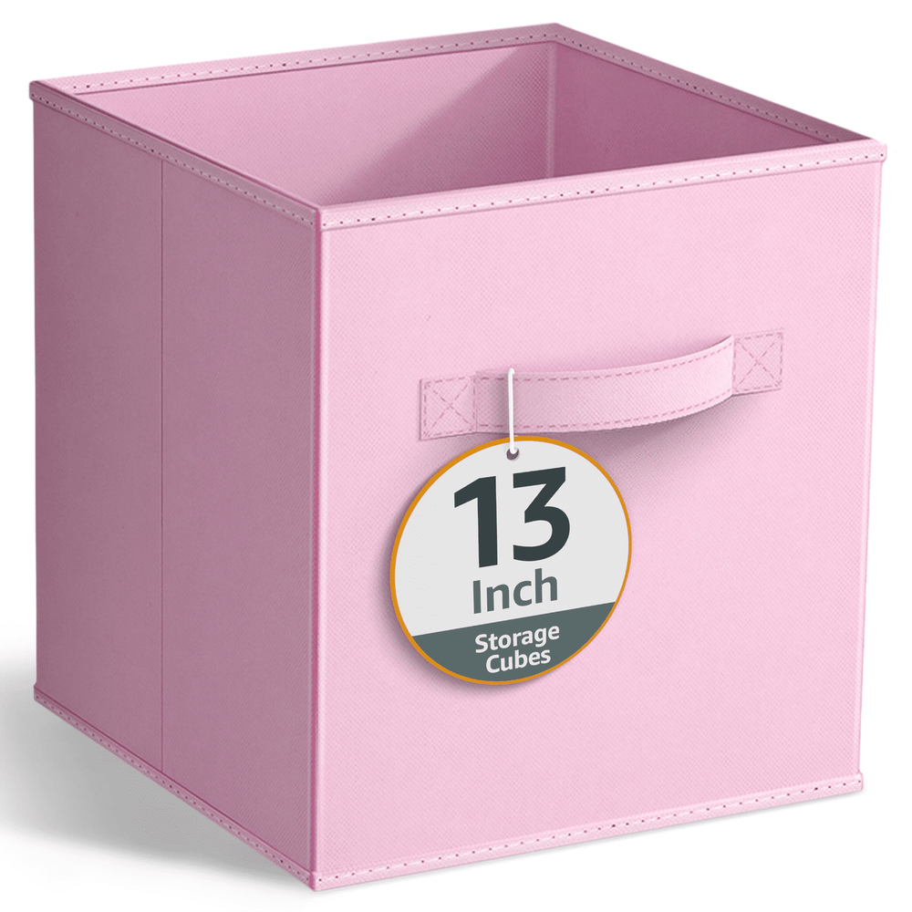 Collapsible Pink Fabric Storage Cube Bin 13x13 Inches for Home Organization