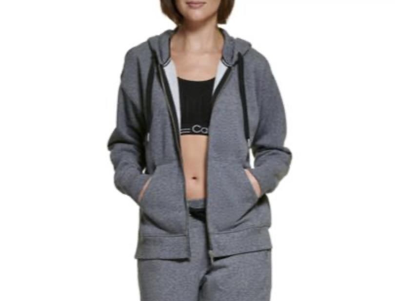 CALVIN KLEIN Women's Gray Full Zip Sweatshirt Hoodie Jacket L $70