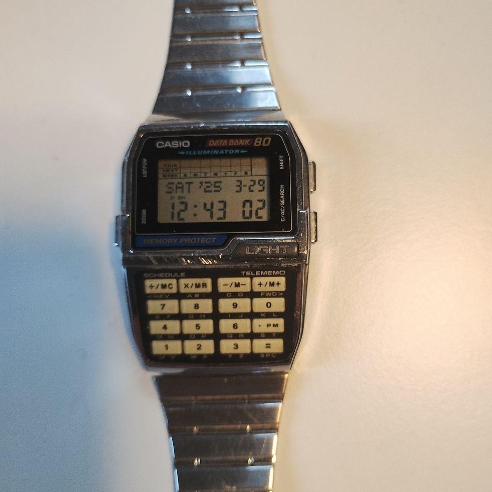 Used Casio Data Bank 80 DBC-810 Watch Digital Stainless Steel (Z-Z9002-S1407)