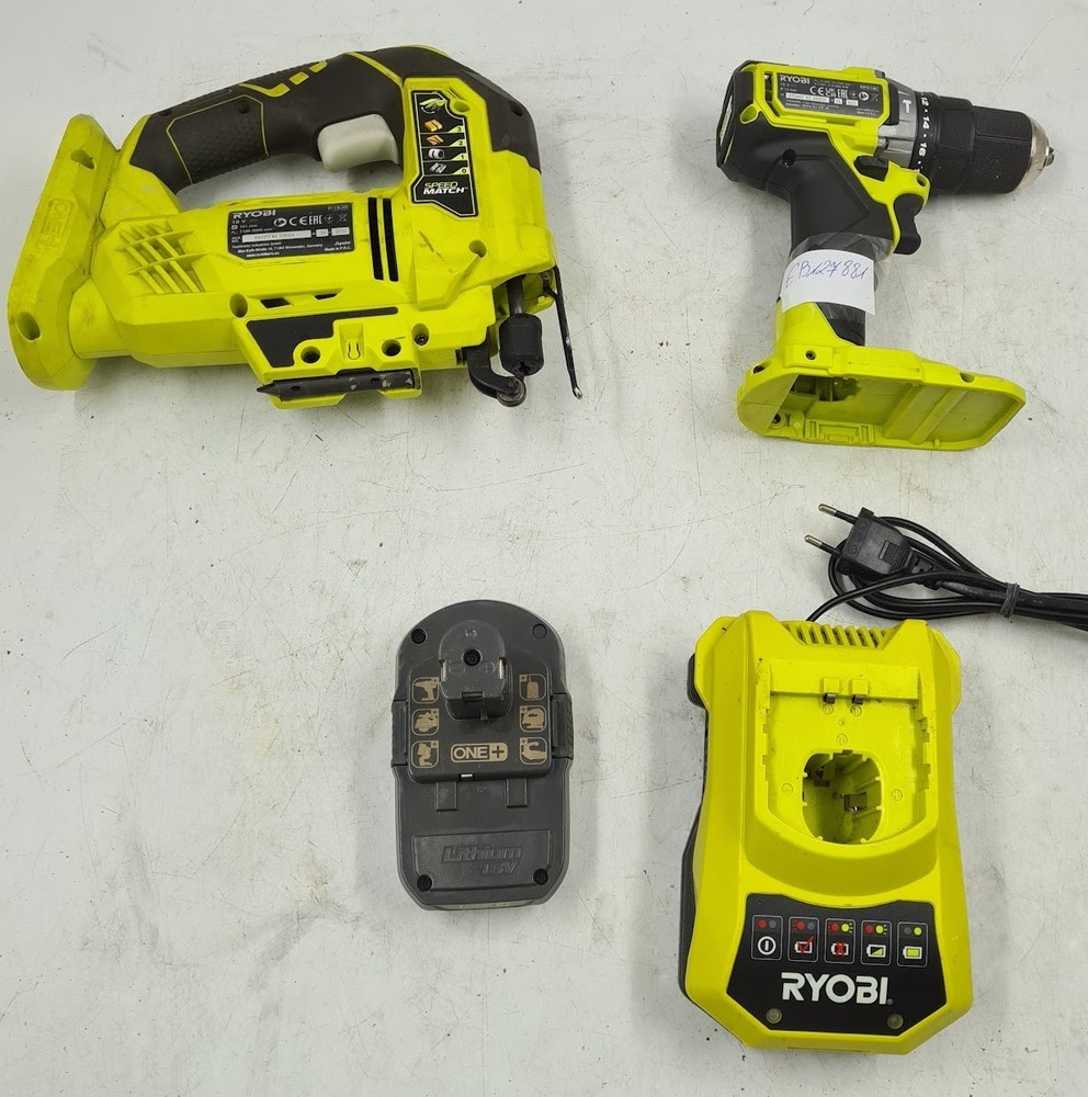 Lot of 4 Various Ryobi tools, R18JS, RPD18C - Used Working Has Scratches