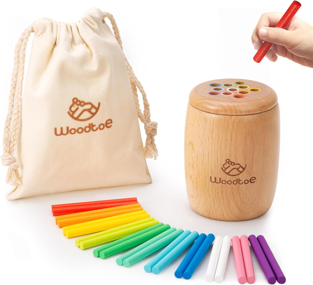 Colorful Wooden Montessori Sticks for Toddlers Age 1-3 - 11 Colors Learning Toy  