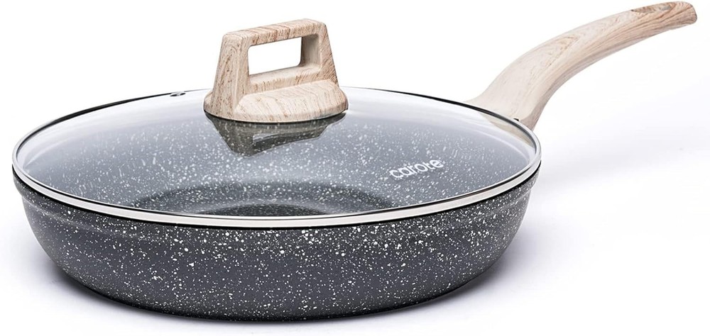 Nonstick Carote Granite Frying Pan Skillet with Glass Lid for Eggs Omelets