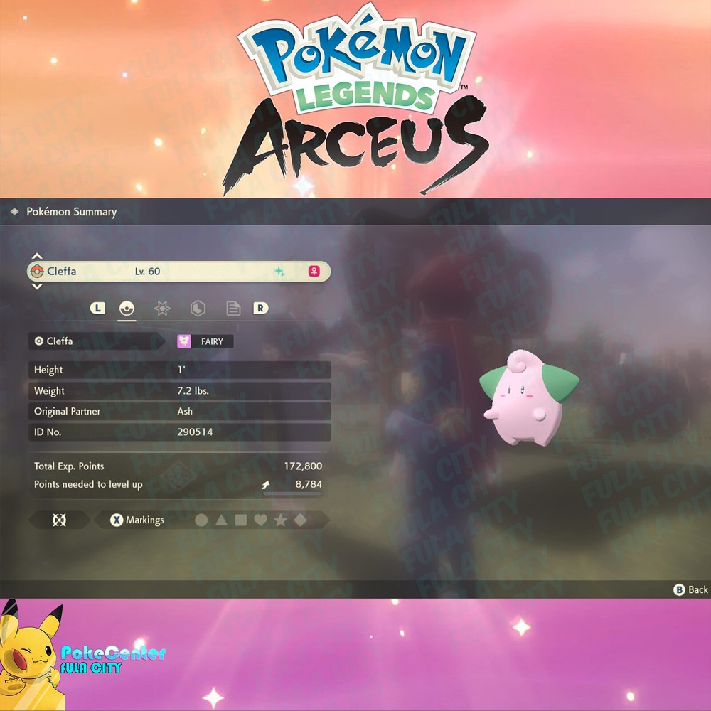 💚Shiny Cleffa ✨Pokémon Legends: Arceus 💙10 Effort 6EV 🟢 Alpha? Ask!