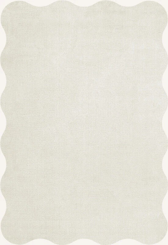Scallop Cream-White Wool Hand Tufted Area Rug For Bedroom Living Room Kitchen