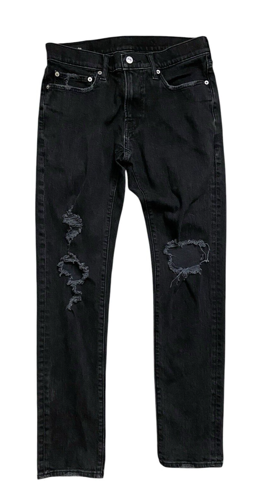 Abercrombie & Fitch Skinny Stretch Jeans Mens 31x30 Black Dark Wash Destroyed