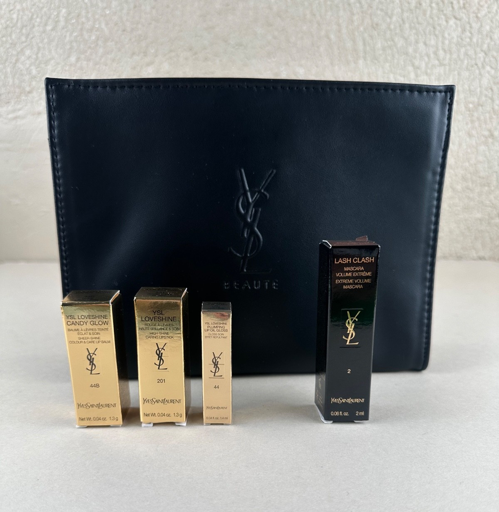 YSL Beaute 5 piece Black Beauty Bag - 4 pc Minis