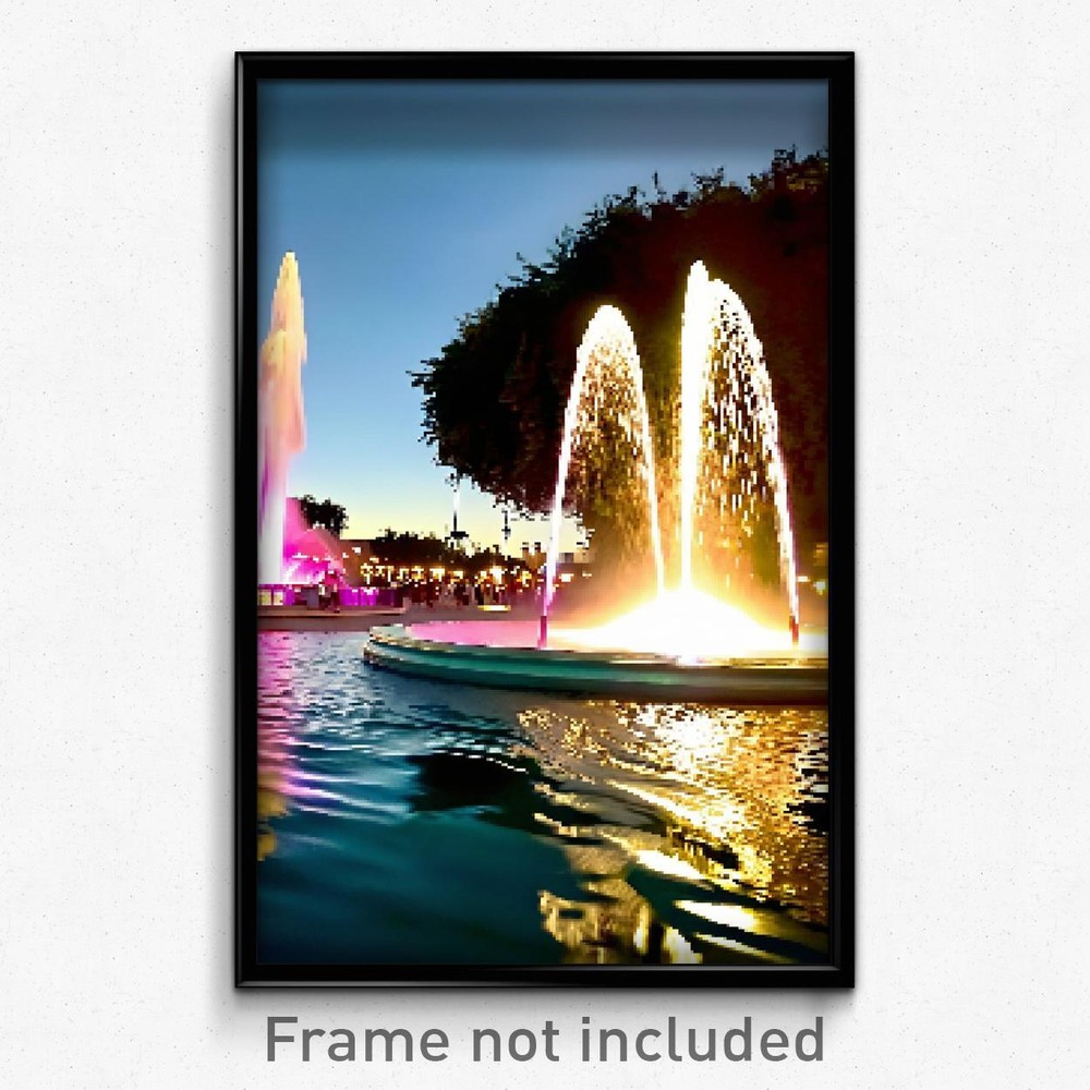 8-Bit Psychedelic Pixel Art Poster - Pleasant Fountain Trippy Gamer Print