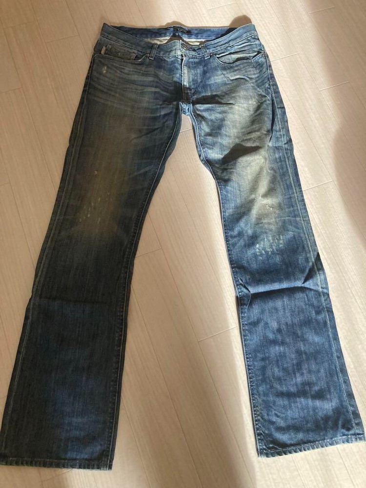 BURBERRY BLACK LABEL Damage Denim Pants Jeans Blue Straight Men Size 82 Used