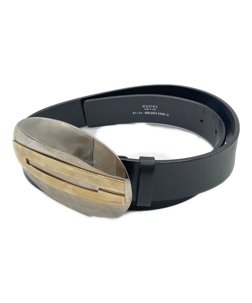 GUCCI G Logo Black Leather Belt with Hardware for Men Made in Italy