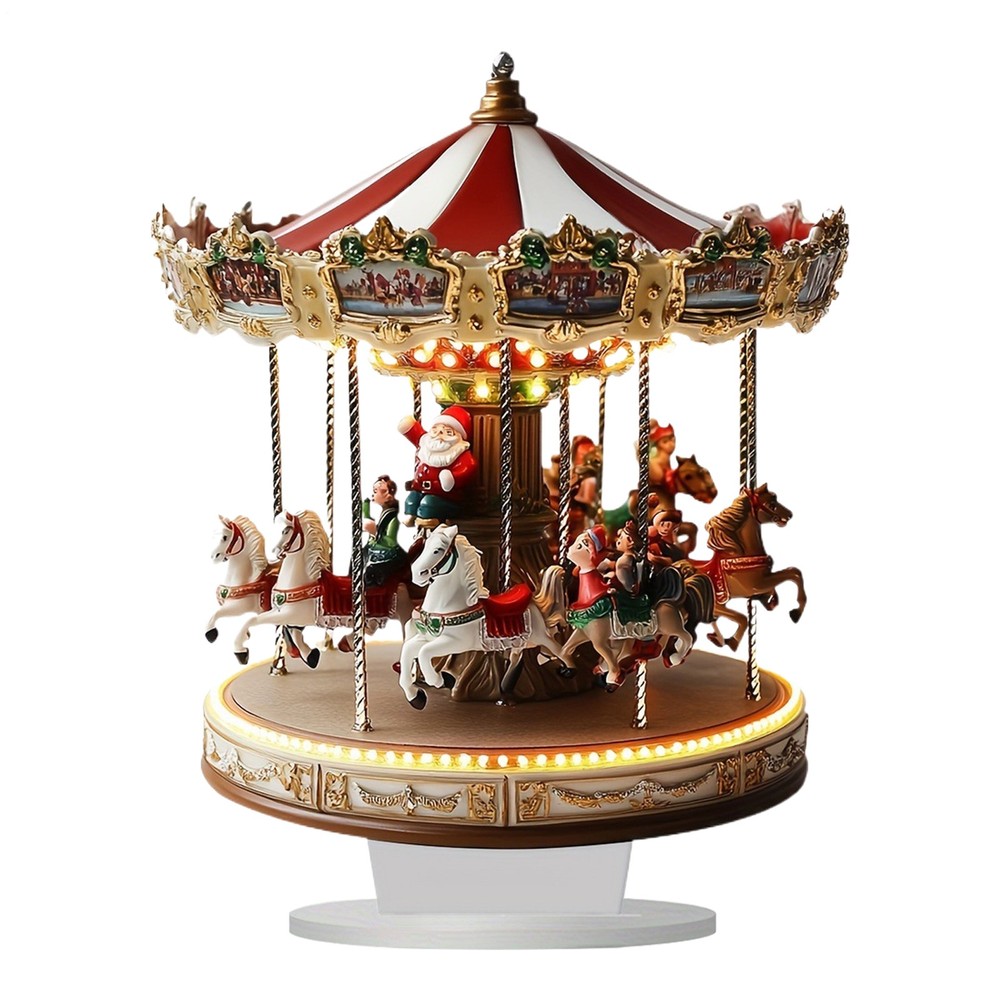 Christmas Carousel 2d Realistic Amusement Park Village Carousel Artifact Decor