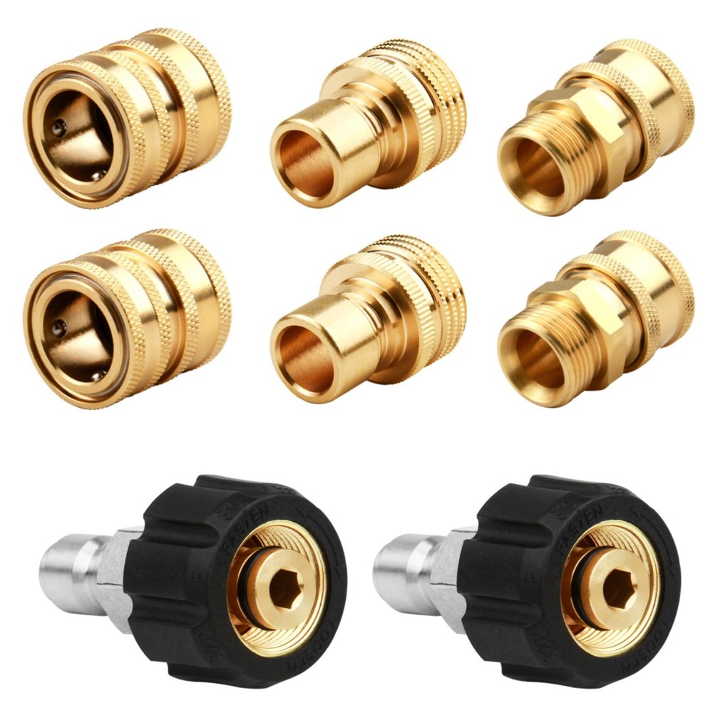 Pressure Washer Adapter Set, 8-Pack Garden Hose Quick Connector, M22-14mm Swi...