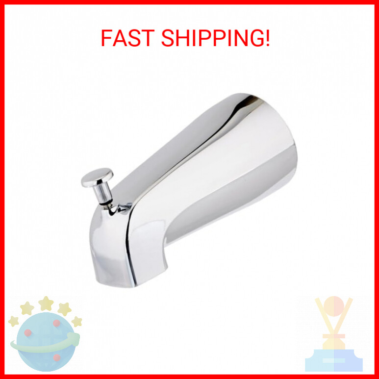 EZ-FLO 5-3/8 Inch Zinc Bath Tub Diverter Spout, 1/2 Inch IPS Pipe, Chrome, 15083