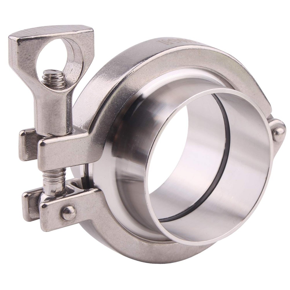 Stainless Steel Tri-Clamp with 2 SUS304 Sanitary Pipe Weld Fittings