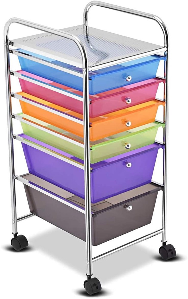 6-Drawer Rolling Storage Cart, Multipurpose Mobile Utility Storage Organizer ...
