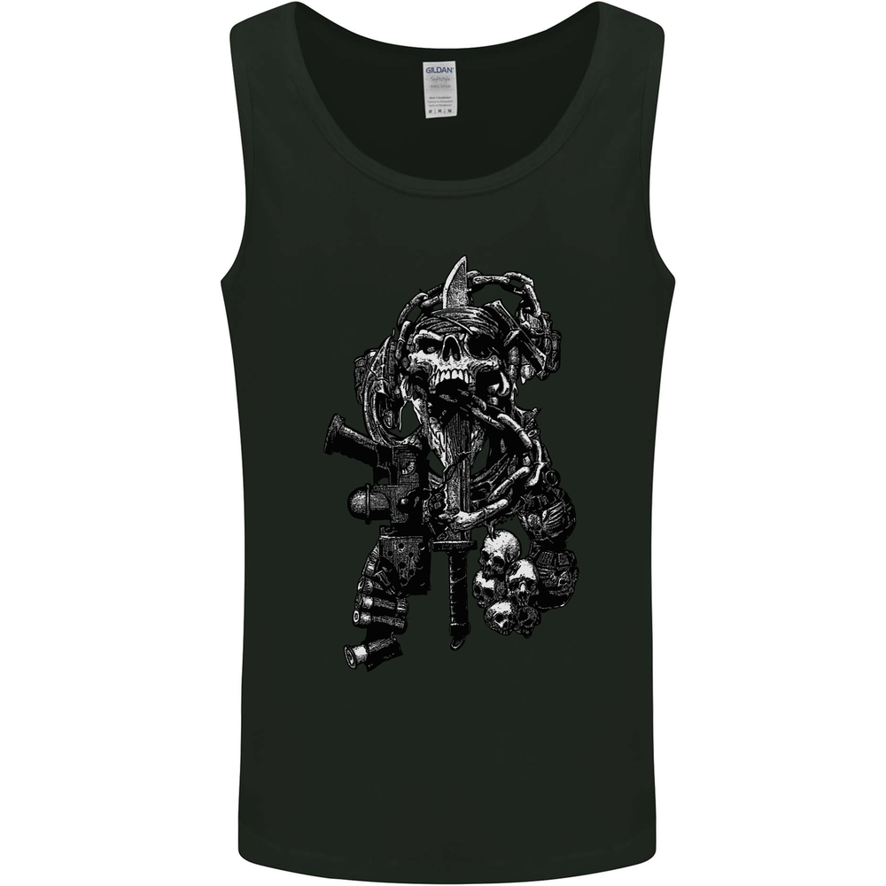 Pirate Skull Demonic Satanic Mens Vest Tank Top
