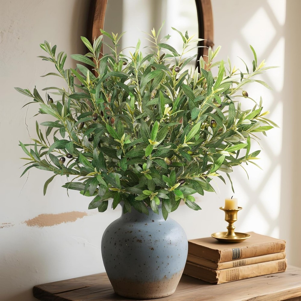 Fake Plants Olive Branch Artificial Plant Outdoor Decoration for Green 12pcs