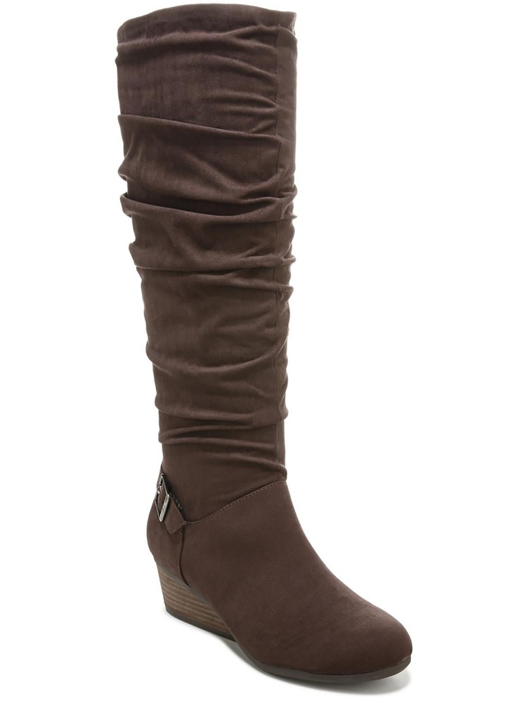DR SCHOLLS Womens Brown Goring Break Free Round Toe Wedge Slouch Boot 9.5 M