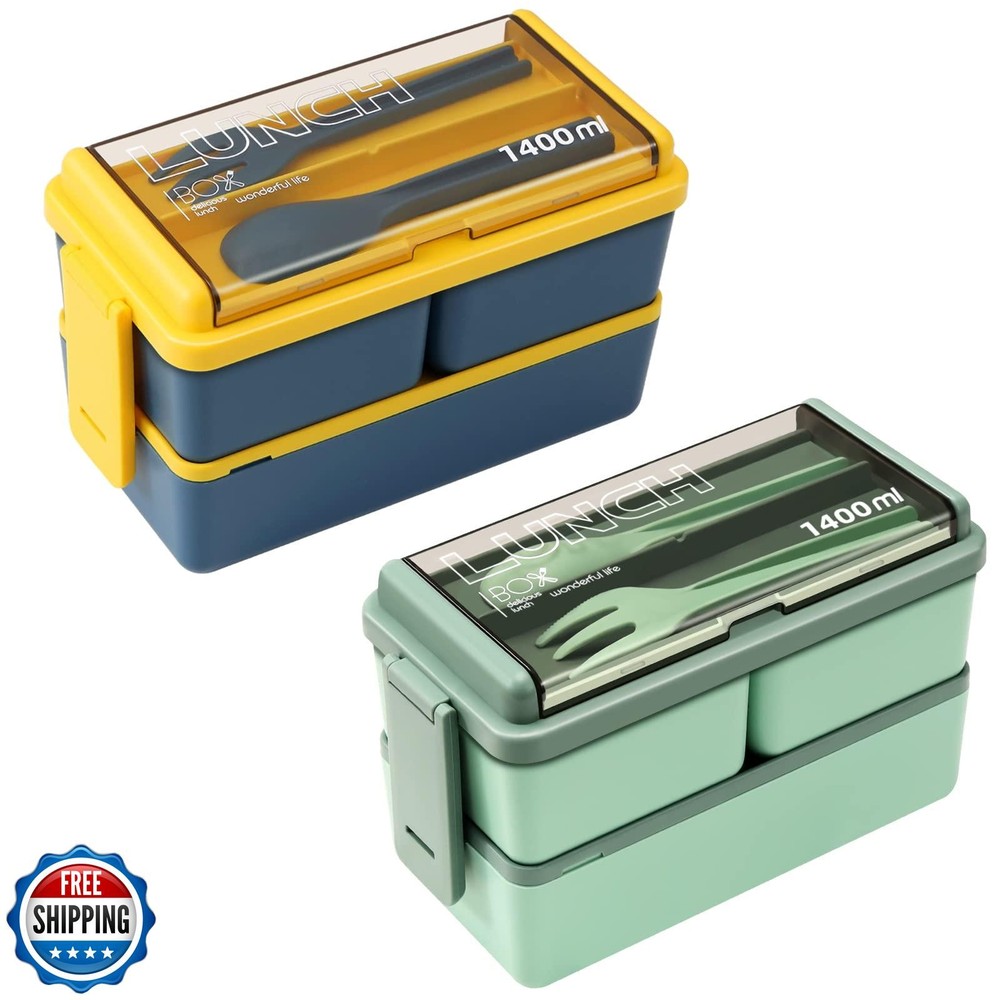 CHZZMS 2-Pack 49OZ Leakproof Stackable Eco-Friendly Bento Lunch Box for Adults