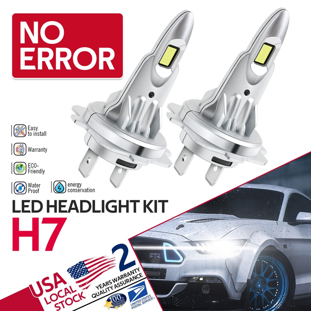 Modigt 2X H7 LED Headlight Bulb Kit High Beam 6000K Cool White Bulbs Bright Lamp