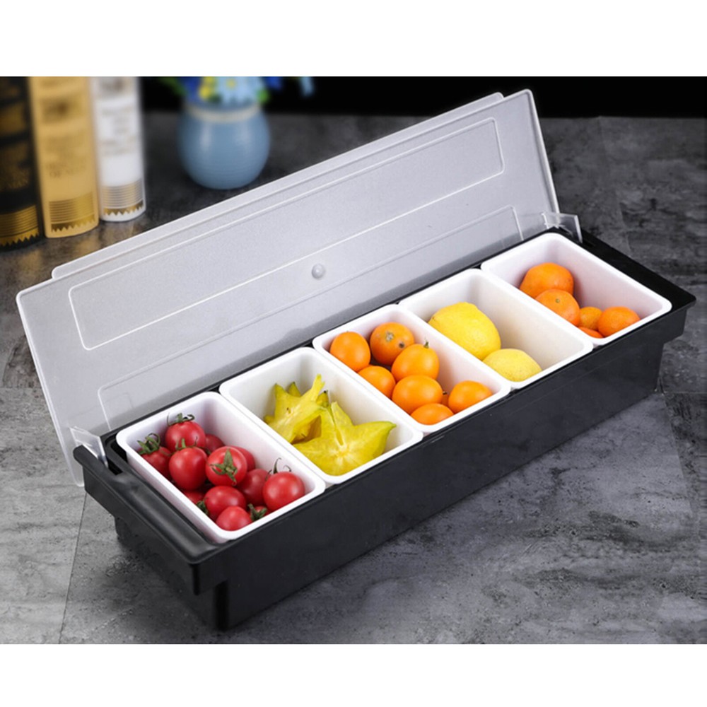 5-Section Chilled Condiment Caddy for Salads Sauces and Snacks