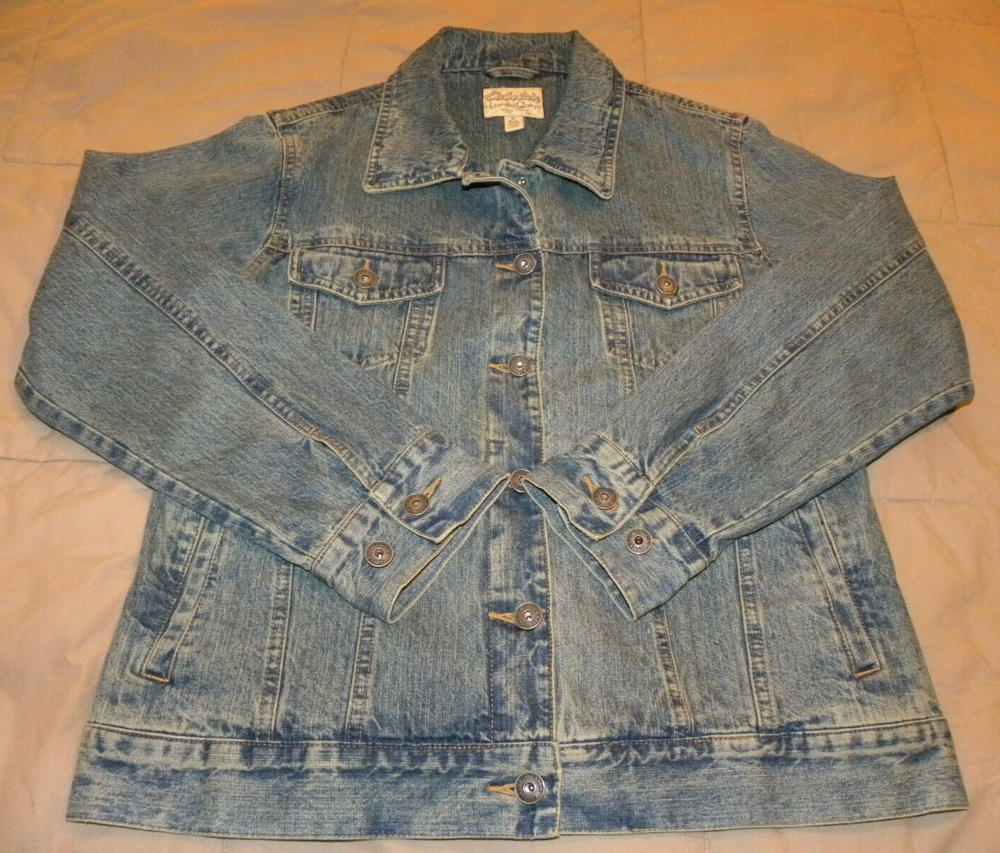 Womens Cabela's Medium Wash Button Front Bleu Denim Jean Jacket S Regular Fit