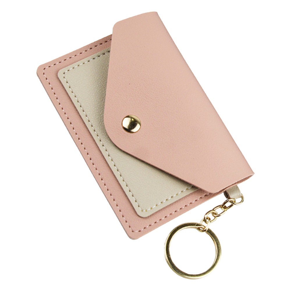 Cute Mini Candy Color Card Holder Keychain Wallet for Women Students