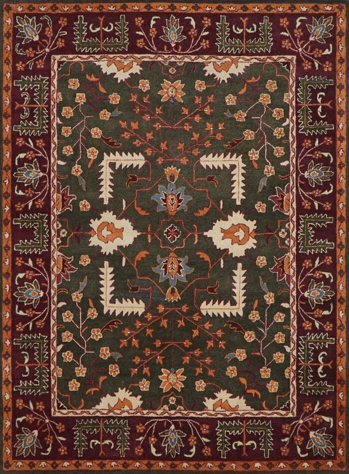 100% Wool Rug| Hand Tufted Pottery Barn Farley Dark Green Area Rug | ALL SIZES