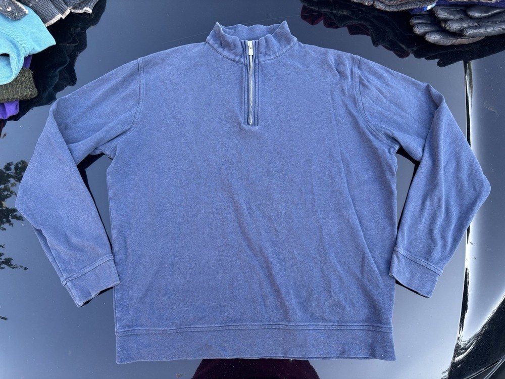 Peter Millar Sweater Mens Medium Blue 1/4 Quarter Zip Golf Golfing Preppy