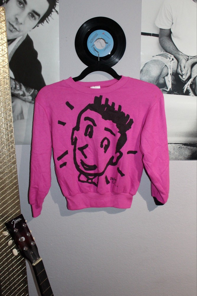 Pee Wee Vintage Pink Pullover Sweatshirt Girls Size S- 7/8 Graphic Print 80s