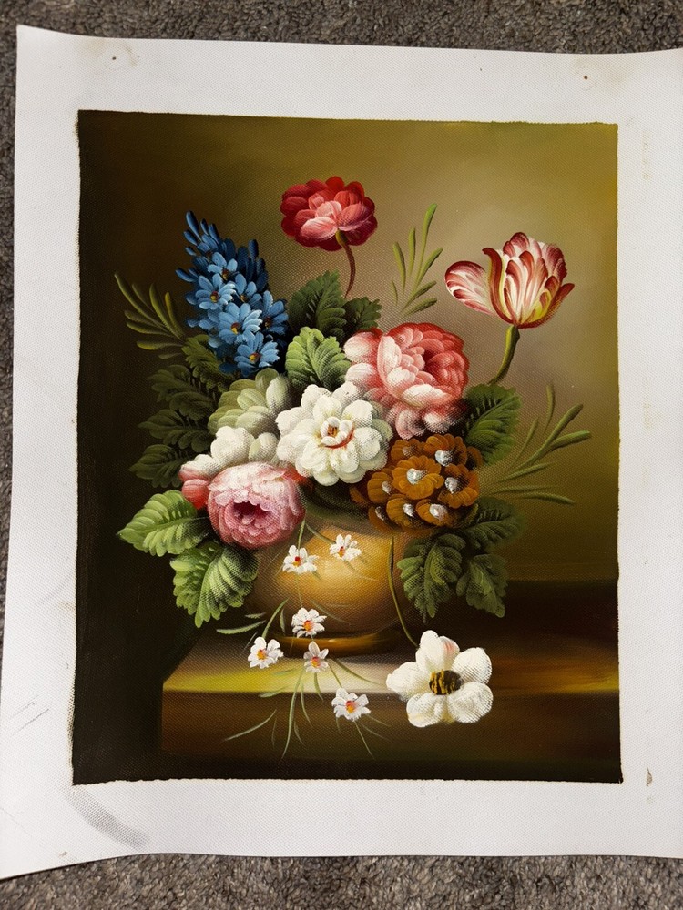 Bouquet Of Flowers Real Oil Painting On Canvas 11”x9”