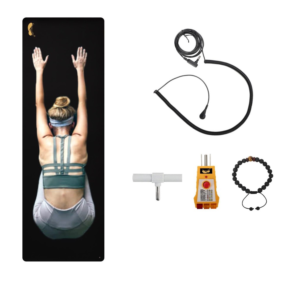 Grounding Yoga Mat 71x24 Inch for Meditation Anxiety Relief and Earthing Therapy