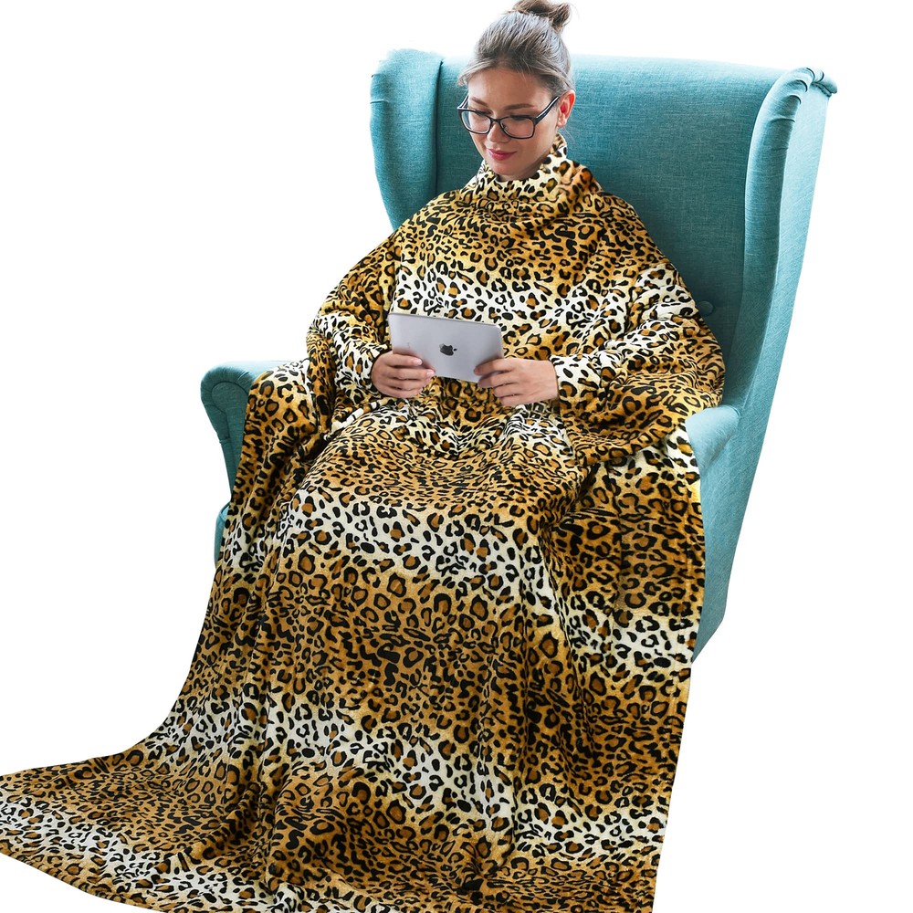 Wearable Blanket Adult, Sunggle Blanket With Sleeves, Reading Full Blanket, C...