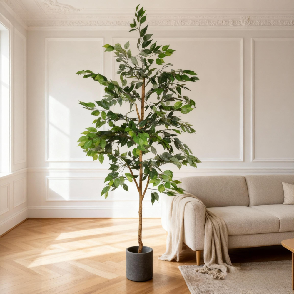 6FT Artificial Ficus Tree Natural Trunk Real Touch Fake Plant Indoor Home