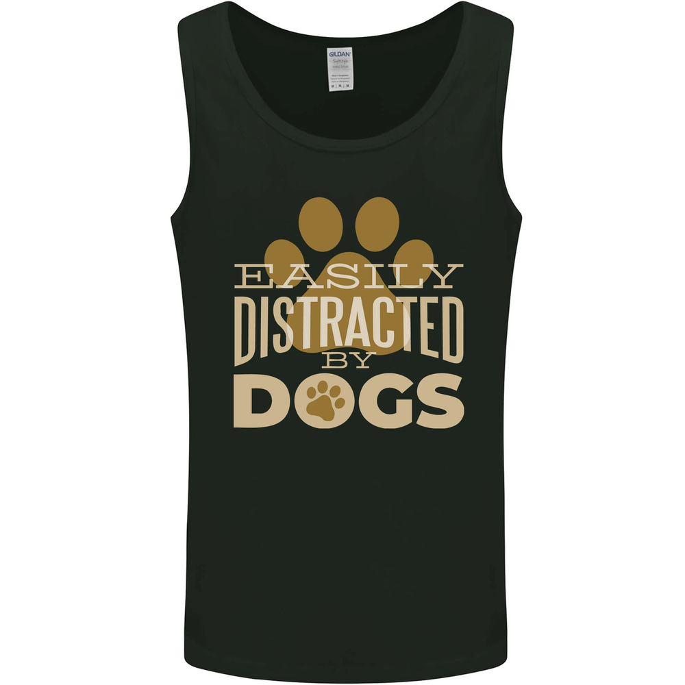 Easily Distracted By Dogs Funny ADHD Mens Vest Tank Top