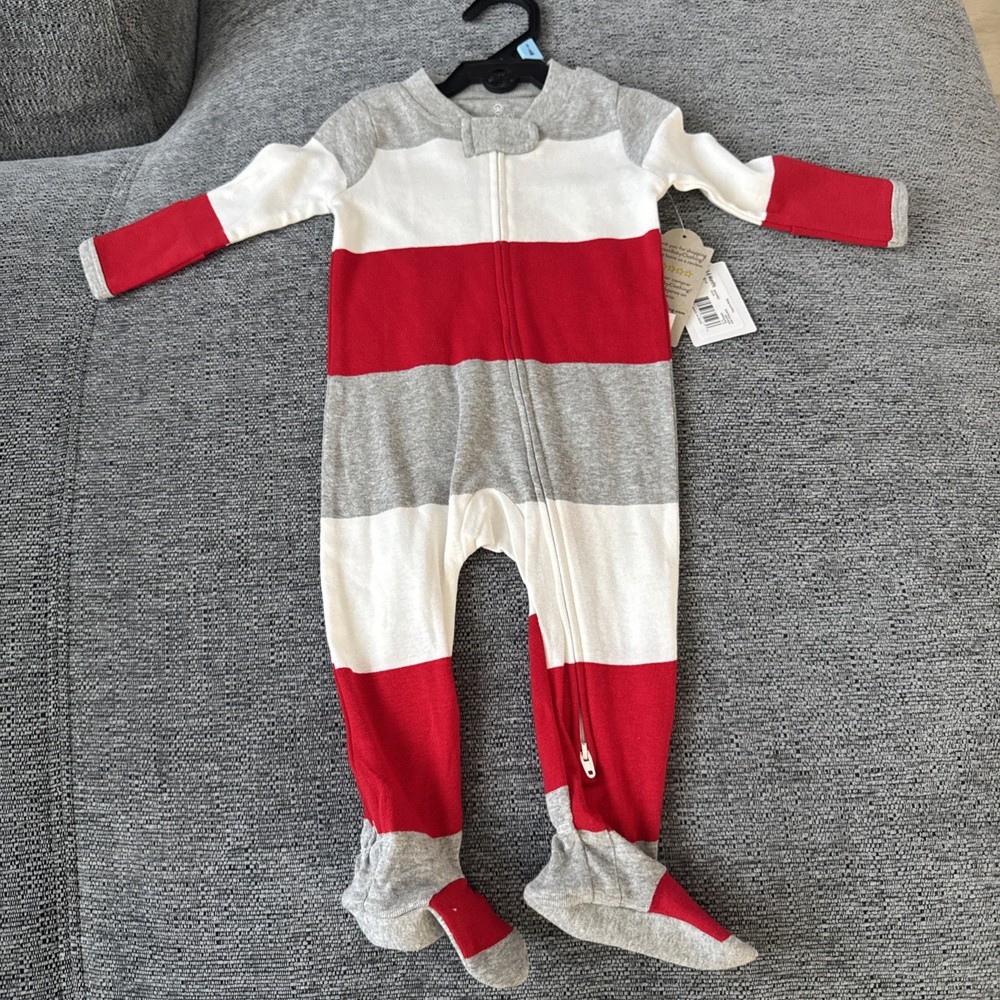 Honest Organic 3-6 Months Unisex Baby Gift One Pc Zip Front Pajamas #IT1059-60