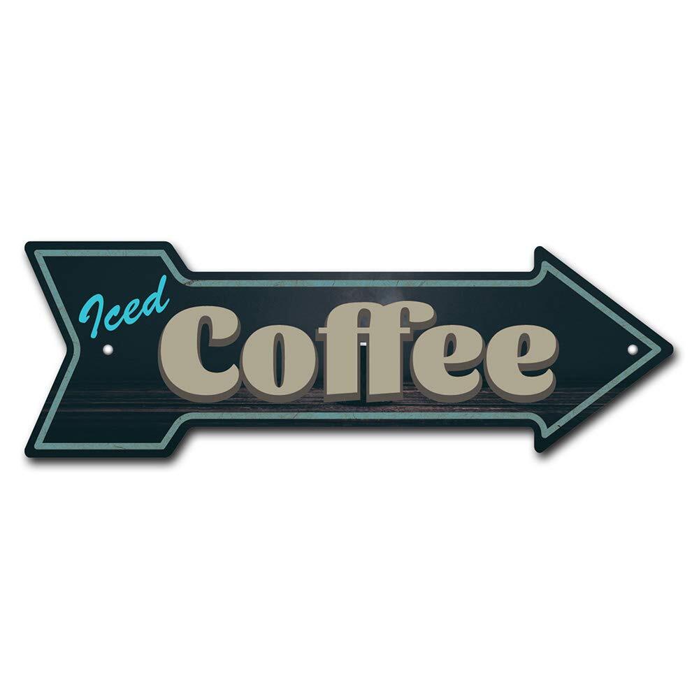 Iced Coffee Arrow Sign | Indoor/Outdoor | Direction Arrow Sign Funny Home Déc...