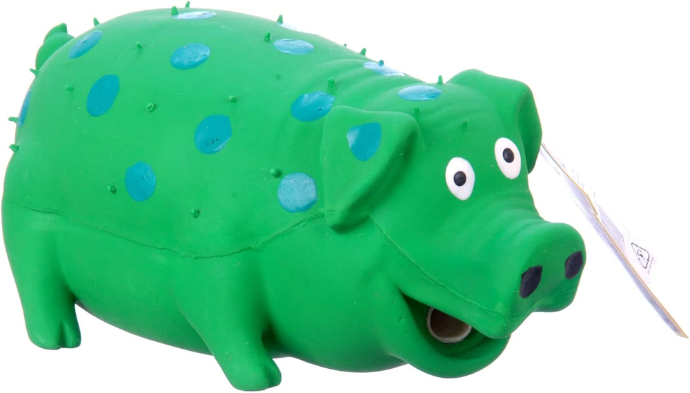 'S 9-Inch Latex Polka Dot Globlet Pig Dog Toy, Assorted Colors