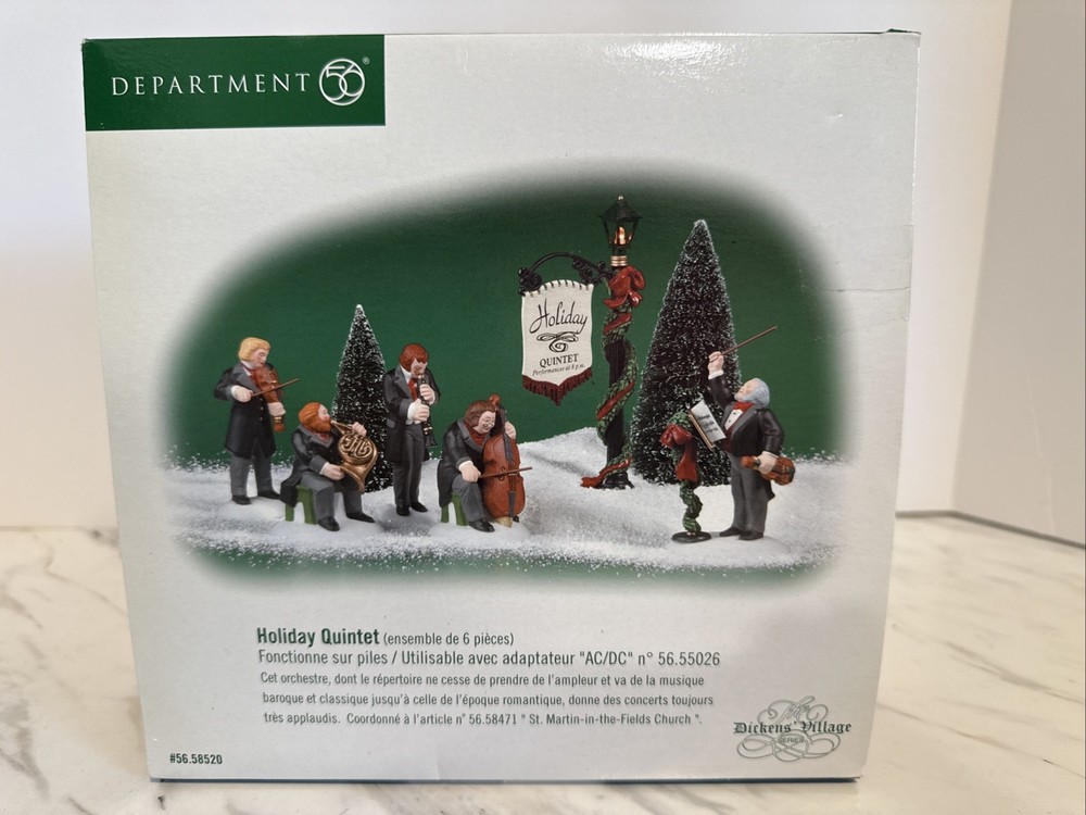 Dept 56 Dickens Village Holiday Quintet Set of 6 with Battery Pack 58520 Brand New