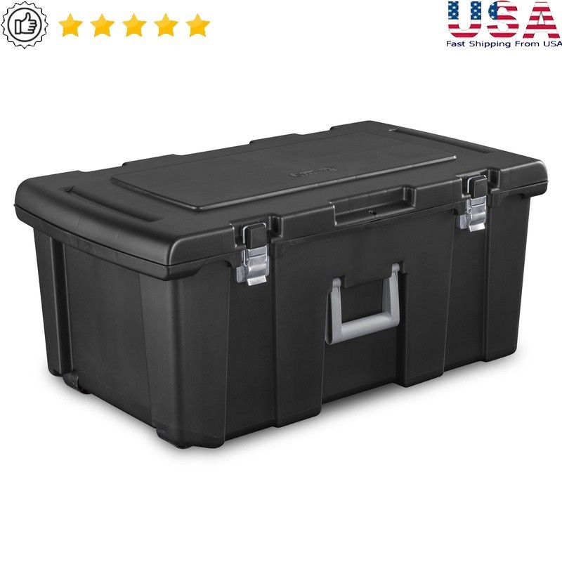 Durable Portable Plastic Footlocker W/ Wheels Storage Camping College Moving New