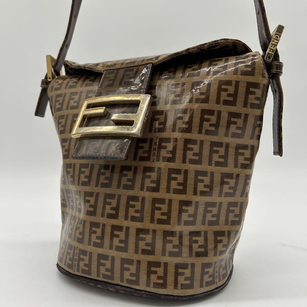 FENDI FF Zucca PVC Brown Shoulder Bag Authentic G02182593