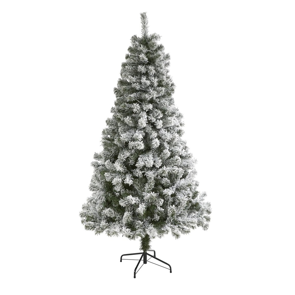 6ft Flocked West Virginia Fir Artificial Christmas Tree in Green