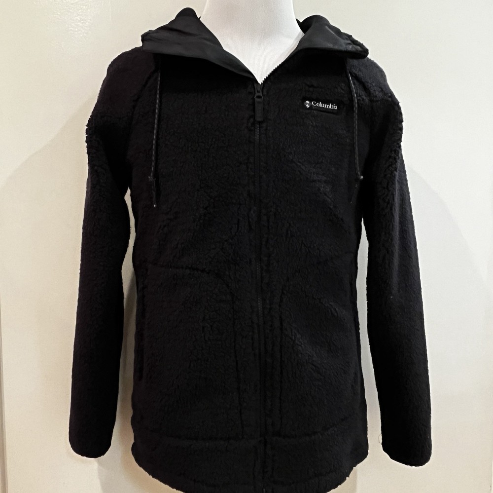 Columbia Sherpa Hooded Jacket Black Size S Pre-Owned