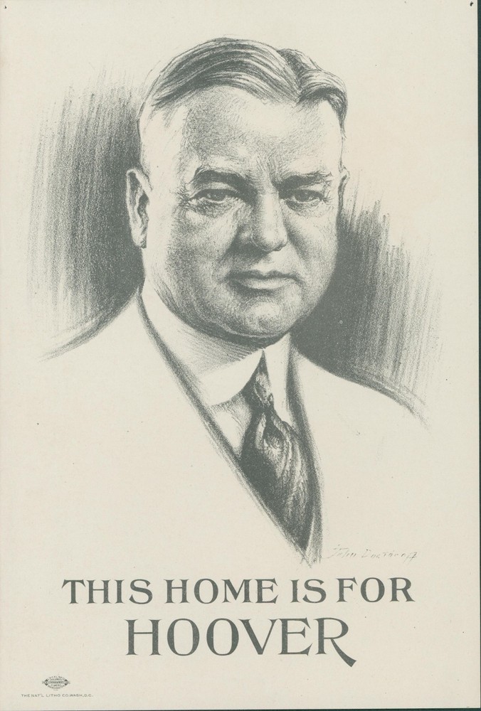 1928 Herbert Hoover Political Campaign Poster This Home Is For Hoover LB