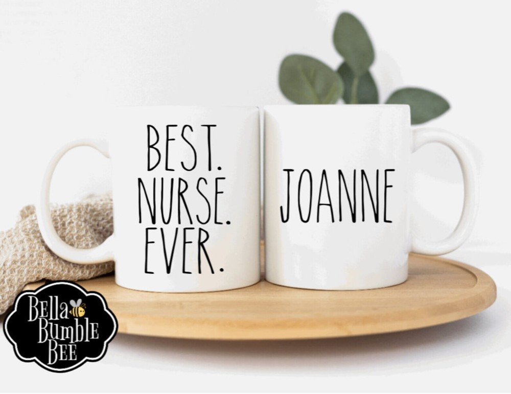 Personalized Best Nurse Ever Coffee Mug Gift Custom Name Coffee Cup Nurse Rn Med
