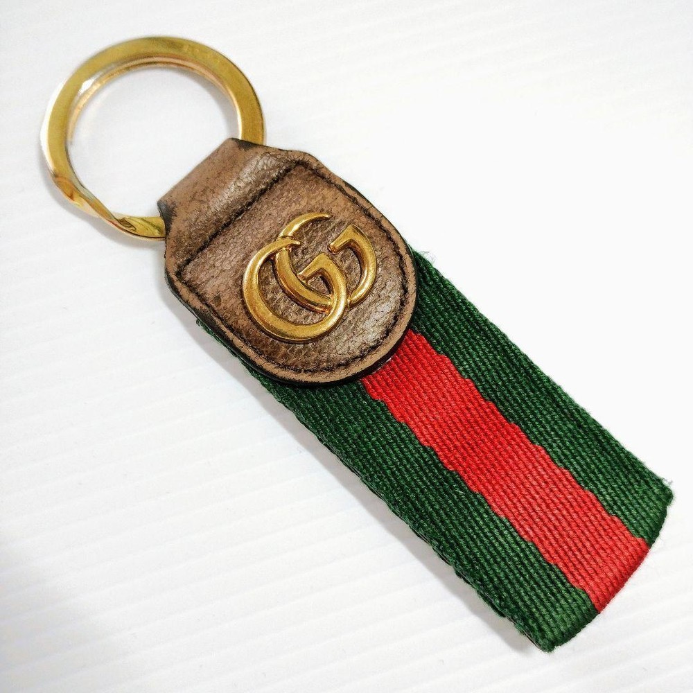 GUCCI GG Marmont Sherry Line Gold Unisex Key Ring Pre-Owned Keychain